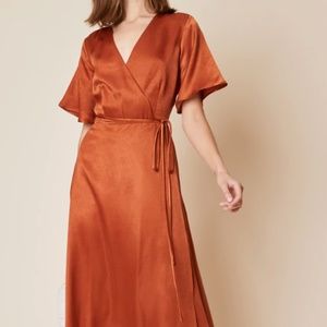 Whimsy and Row Lola Wrap Dress in Rust